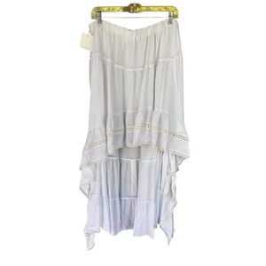 IslaBlush Women’s Skirt High Low Tiered petticoat Sz XXL White Lattice N…